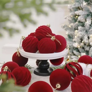 Factory Plush Flocked Christmas Balls Various Styles Fast Delivery Graduation & Christmas Tree Hanging Ornaments
