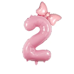 Factory Price 40inch Digital Balloon with Bow Durable Aluminum Film Number Balloon Baby Shower Birthday Party Decorations