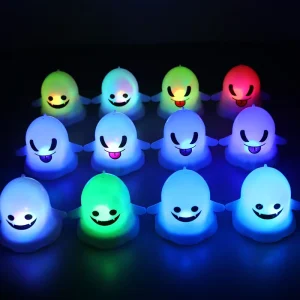Factory Price Cute Expression Ghost LED Candle With Multicolor Light Party Night Light Halloween Table Decorations