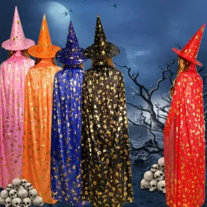 Factory Price Halloween Children Adult Masquerade Pumpkin Cartoon Bronzing Mercerized Cloth WEIMEI Brand Cloak Set with Hat