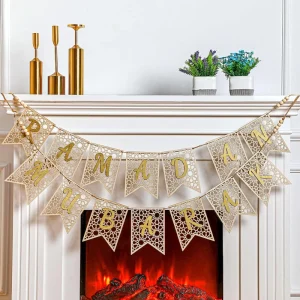 Factory Ramadan Hallow Banner Wooden Pull Flag Eid Mubarak Party Favors Muslim Gifts Home Hanging Decoration