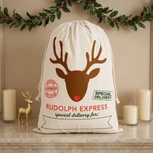 Factory Santa Sacks Gift Packaging Stocking Large Size Canvas Handmade Eco-Friendly Reusable Christmas