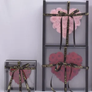 Factory Supply Gift Decoration Preserved Roses With Acrylic Box Heart Shaped Rose Gift