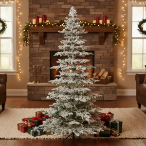 Factory direct sale PVC Flocking Christmas Tree with Lights