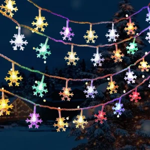 Fairy Lamp LED String Snowflake Light Battery Powered Multicolor IP44 Lights for Party Bedroom Home Xmas Tree Decoration