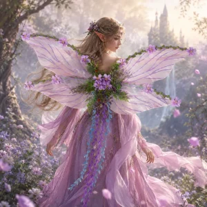 Fairy Wings Costume with Floral Embellishments Perfect for Halloween Cosplay Renaissance Festivals and LARP Events