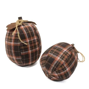 Fall Artificial Fabric Festival Autumn Party Decoration Stuffed Buffalo Plaid Thanksgiving Pumpkin