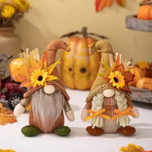 Fall Gnome Decoration Holding Maple Leaf and Pumpkin