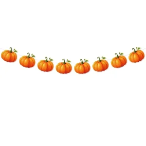 Fall Orange Pumpkin Paper Garland 7in 10pcs Autumn Harvest Thanksgiving Banner Wall Art Party Table Decor