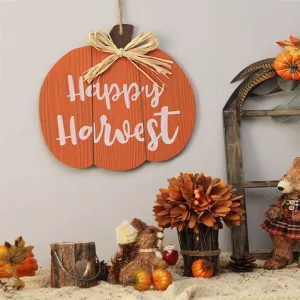 Fall Pumpkin Thanksgiving Holiday Decor Welcome Wooden Wall Hanging Signs for Front Door
