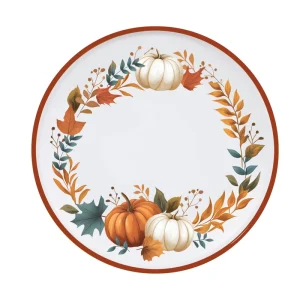 Fall Seasonal Melamine Polished Eco Friendly BPA Free Dinnerware Plate Set for Party Tableware Plant Pattern