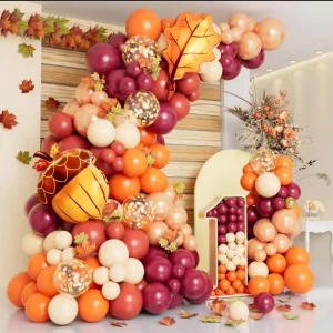 Fall Thanksgiving Balloons Arch Kit for Harvest Festival Decoration Round Shape Balloons Supplies Baby Shower Birthday Decor