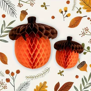 Fall Thanksgiving Party Supply Tissue Paper Acorn Centerpiece Autumn Theme Honeycomb Pinecone Hanging Decoration Set