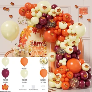 Fall Theme Birthday Party Balloons Garland Arch Kit Burnt Orange Party Decorations for Thanksgiving Day Party Wall Home Decor