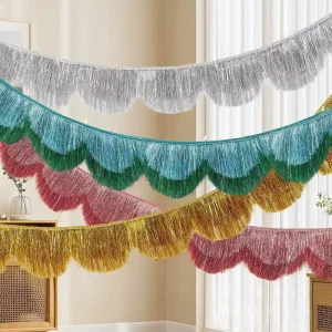Fan Shaped Wave Double Layer Banner PET Material Party Birthday Wedding Celebration Decor Background Curtain Setup