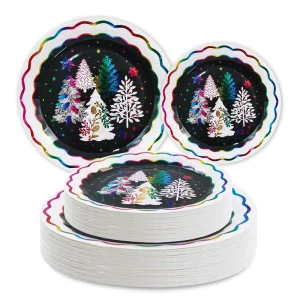 Fancy Design Custom Size Disposable Paper Plates Party Festival Christmas Event Tableware Supplies for Home