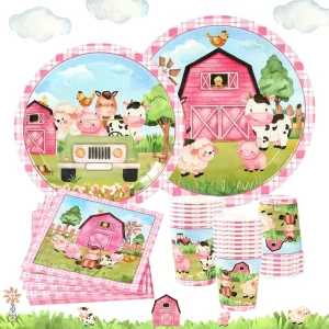 Farm Animal Party Supplies Disposable Paper Plates and Napkins Sets Animal Party Dinner Plates Cups Napkins Party Tableware
