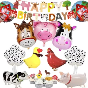 Farm Animals Foil Cow Print Latex Balloons Eco Friendly Stocked Customized Colors Sizes Birthday Banner Party Decoration Set