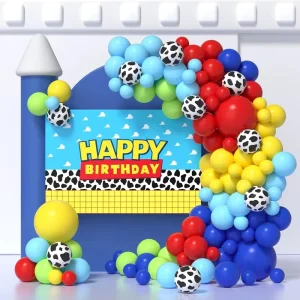 Farm Theme Cow Latex and Foil Balloons Chain Arch Set for Baby Shower Gender Reveal Birthday Party Supplies