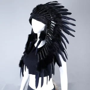 Fashion Luxury Hand Sewn Unisex Bohemian Festival Soft Indian Feather Headdress Headband Cosplay Costume Customized Color
