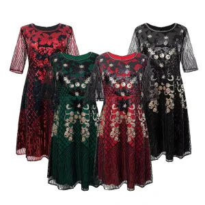 Fashion Sequins Tassel Fringe Vintage Women Evening Dress Party Dress Halloween Carnival Stage Dance TV&Movie Costumes