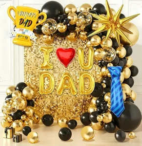 Father’s Day Balloon Set Festive Decoration and Arrangement Props Arched Gold Black Party Balloons