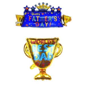 Father’s Day Trophy Foil Balloons Shaped Banners & English Style Father’s Day Themed Foil Balloons