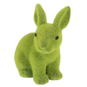 Faux Moss Rabbit for Party Home Easter Decoration Green Flocking Grass Plush Bunny Easter Decorations with