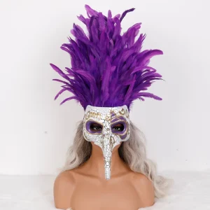 Feather Masquerade Mask Soft Adjustable Elastic Bride Wedding Costume Props Adult Unisex Cosplay Halloween Customized Color