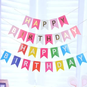 Feiyue FY 250528 Adjustable Happy Birthday Party Banner Background Hanging Decoration Supplies Congratulation Banner