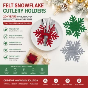 Felt Christmas Tableware Holders Red & Green Snowflake Star Cutlery Pockets Xmas Table Decorations Holiday Dinner Party
