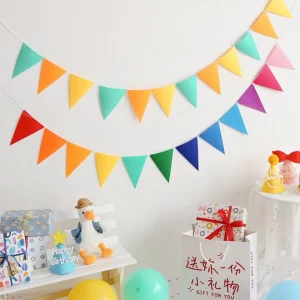 Felt Party Banner Baby Showers Triangle Flag Photograph Props Colorful Bunting Flag Garland Outdoor Camping Decoration