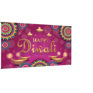 Festival Custom Banner Diwali Theme Party Customizable Polyester Material for Home Commercial Space