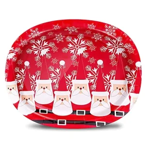 Festival Decoration 50PCS 10×12.5 Inch Large Disposable Christmas Oval Party Desktop Paper Plates Tableware Serving