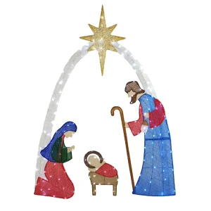 Festival Decoration 60in 170L Multicolour Nativity Set Christmas Holiday Outdoor Lights Sculptures