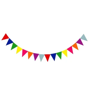 Festival Decoration Colorful Triangle Wavy Pennant Paper Birthday Party High Quality Hanging Banner Pull Flag