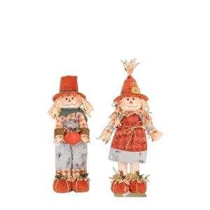 Festival Decoration Plush 19″ Scarecrow Boy and Girl Harvest Thanksgiving Day Gift for Fall Cute Dolls Indoor Decoration