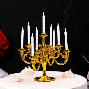Festival Event Vintage Style Candlestick Cake Decoration with Candle Set Table Candle Holder Candelabra Accessories Topper