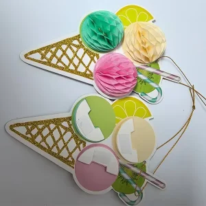 Festival Indoor Ceiling Paper Ice Cream Cone Christmas Scene Decoration Paper Ice Cream Honeycomb for Christmas Tree