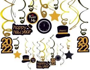 Festival New Year Hanging Swirl Party Banners Decoration Happy New Year Banner for Festive Decorations
