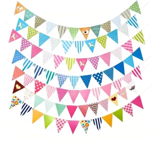 Festival Party Decorations Birthday Banners Triangle Flags Bunting Garland Paper Streamers for Event Decor