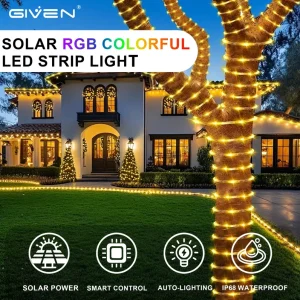Festival Party Solar Light Strip Solar Powered LED Strip Light IP65 Waterproof PVC 10m Roll Remote Controlled