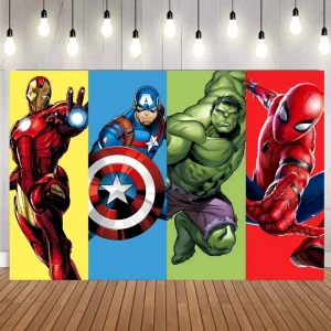 Festival Party Supplies Avengers Superheros Spider Man Backdrop Background Boys Kids Party Happy Birthday Decorations
