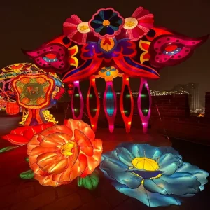Festival Waterproof Silk Chinese LED Flower Lantern Traditional Landscape LED for Christmas Community Show