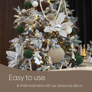 Festival Window Decorations 15cm 4 Piece Flocked Christmas Baubles for Home Shopping Mall