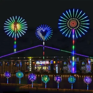 Festive Atmosphere Effect LED Fireworks Light Strip RGB Remote Control IP65 Rated Aluminum Dimmable Nightlights Landscape Decor