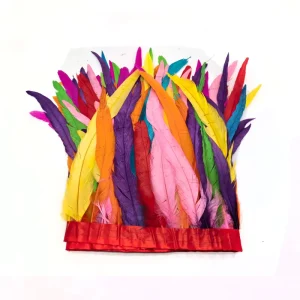 Festive Carnival Costumes Feather Rooster Fringe Trimming 12-14″ Bleached Dyed Coque Fringe