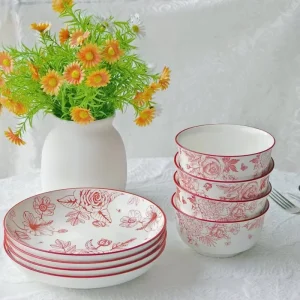 Festive Ceramic Tableware Underglaze Color Household Rice Bowl Soup Bowl Noodle Bowl Dining Bowl
