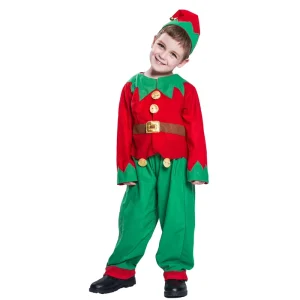 Festive Christmas Elf Costumes for Boys Girls and Parent-Child Sets Green Elf Kids Performance Costumes