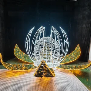 Festive Christmas Led Decoration 3D Illuminated Lighting Motif Decorative Artificial Lighted Lotus Flower for Indoor Outdoor Use